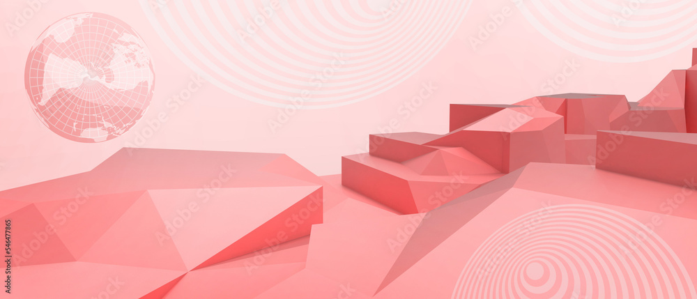 Poster abstract background. creative idea metaverse digital landscape and futuristic mountain low poly conc