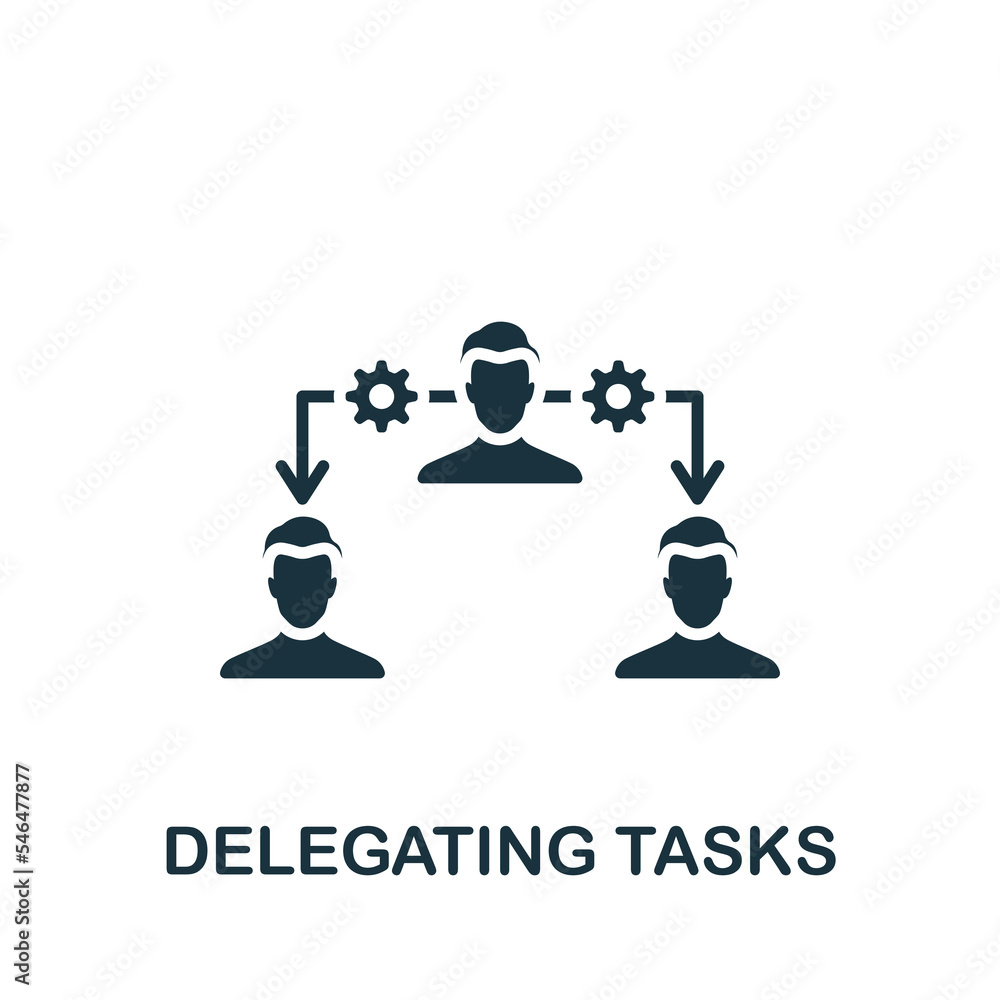 Poster delegating tasks icon. monochrome simple product management icon for templates, web design and infog
