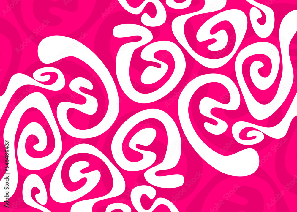 Poster abstract background with cute wavy and curly lines pattern