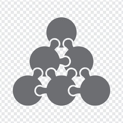 Fototapeta na wymiar Simple icon puzzle in gray. Simple icon puzzle of the six circles elements on transparent background your web site design, logo, app, UI. Vector. EPS10.