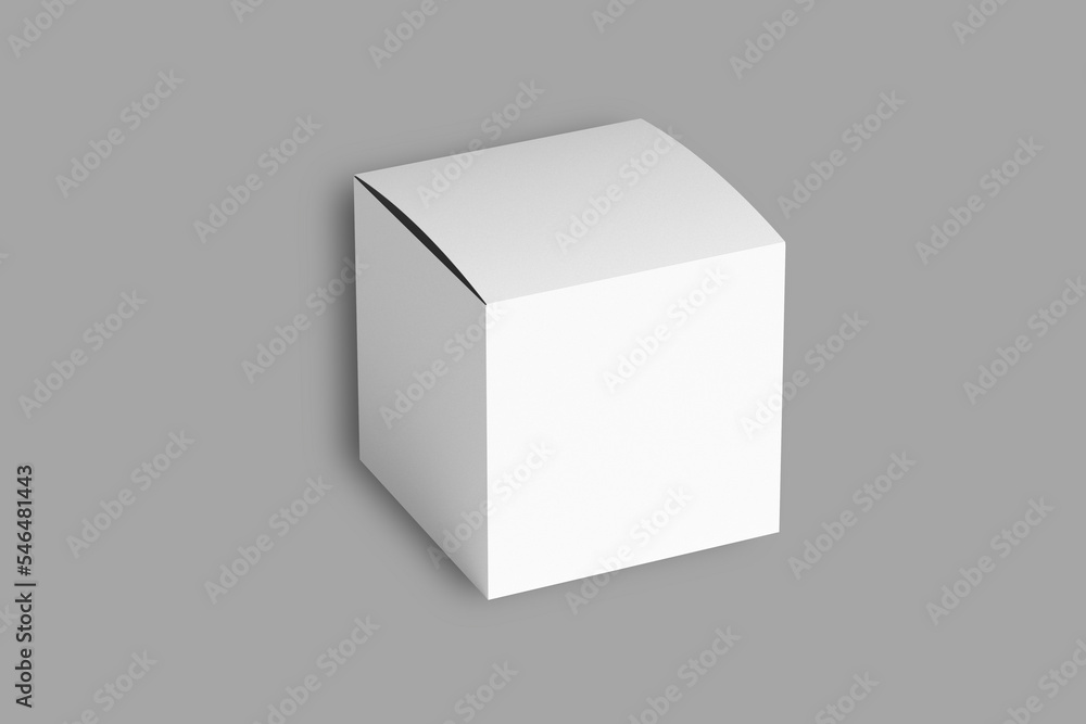 Poster empty blank white cube paper box packaging isolated on background.3d rendering.