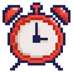 Alarm clock illustration in pixel design