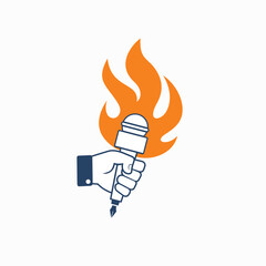illustration of microphone and fire