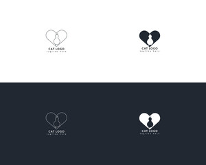 Pet Cat with heart house logo design template, pet love logo design suitable for pet shop, store, cafe, business, hotel, veterinary clinic, Domestic animal vector illustration logotype, sign, symbol.