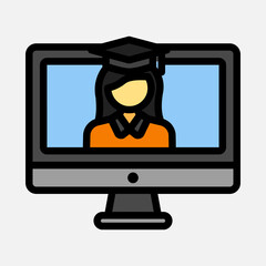 Graduation woman icon in filled line style, use for website mobile app presentation