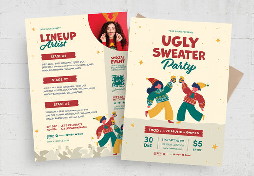 Christmas Ugly Sweater Party Flyer Template