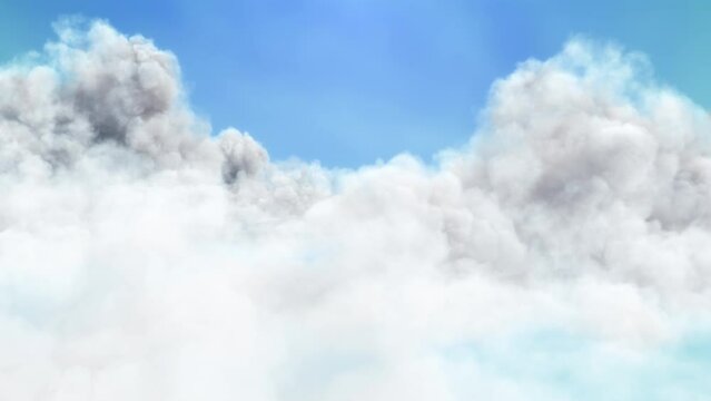 Flying Passing Cloud on Light Blue Background. Passing soft clouds with alpha place on footage or background and seamless loop.
