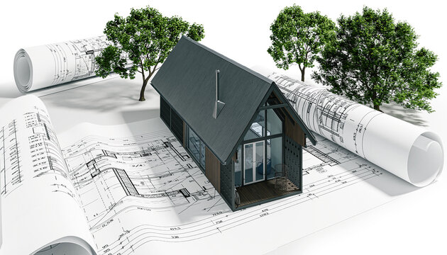 Bauplannung an einem energieeffizienten Wochenendhaus - 3D Visualisierung