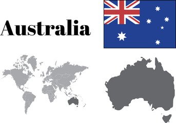 オーストラリア　国旗/地図/領土 - obrazy, fototapety, plakaty