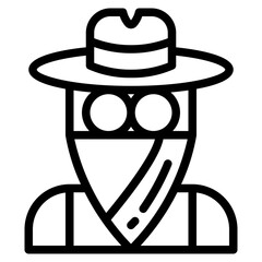 cowboy line icon style