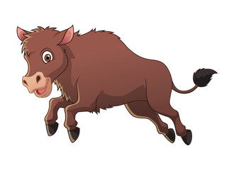 Little Bison Cartoon Animal Illustration