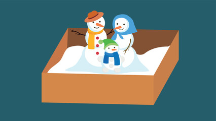 craft a family of snowmen in a box