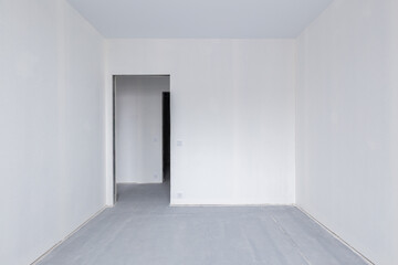 Empty concrete commercial space without finishing with partitions