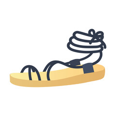 Roman lace up sandals. Cartoon vector illustration. Elegant and casual shoes, seasonal summer sandals, sneakers. Shoe collection