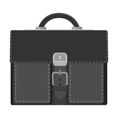 Genuine leather briefcase with front pockets, Business man or office worker accessorie and formal clothes cartoon vector illustration