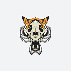 Tiger Skull Head Vector Illustration 