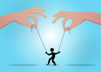 A man puppet on ropes vector illustration