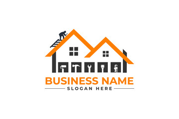 home repair, roofing, remodeling, handyman, home renovation, decor logo