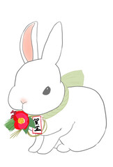 うさぎ　正月素材　