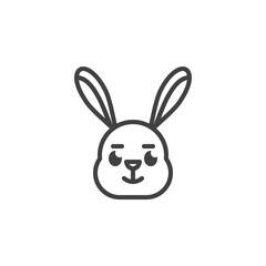 Fototapeta na wymiar Rabbit slightly smiling face emoticon line icon