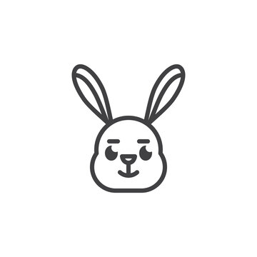 Rabbit slightly smiling face emoticon line icon
