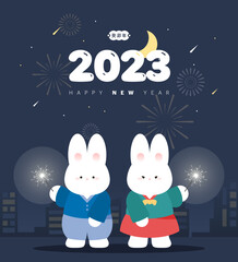 Obraz na płótnie Canvas 2023 Gyemyo Year Rabbit Character Illustration 