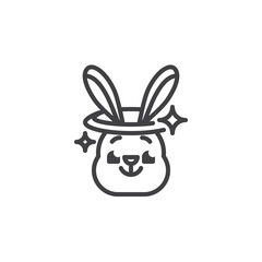 Smiling rabbit face with halo emoticon line icon