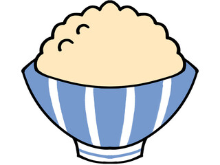 茶碗に盛られた大盛り玄米ご飯のイラスト素材