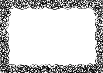 モヤモヤぐるぐるしたフレーム素材　A判横　モノクロ