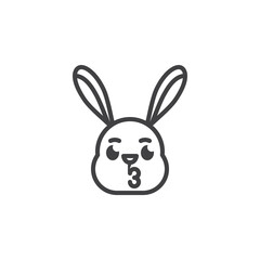 Kissing rabbit emoticon line icon
