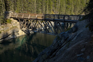 Footbridge over Stewart Canyon at Lake Minnewanka in Banff National Park,Alberta,Canada,North...