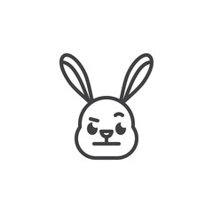 Rabbit Face with Raised Eyebrow emoticon line icon
