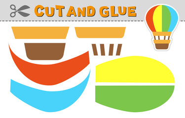 Cut and glue. Vector illustration of hot air balloon. Paper game for children activity and education