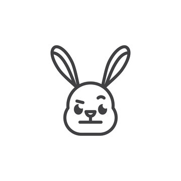 Rabbit Face with Raised Eyebrow emoticon line icon