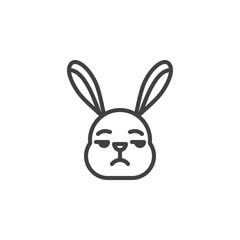 Unamused rabbit face emoticon line icon