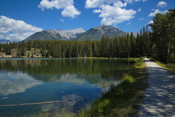 View of Johnson Lake in Banff National Park,Alberta,Canada,North America
