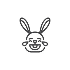 Rabbit Face with Tears of Joy emoticon line icon