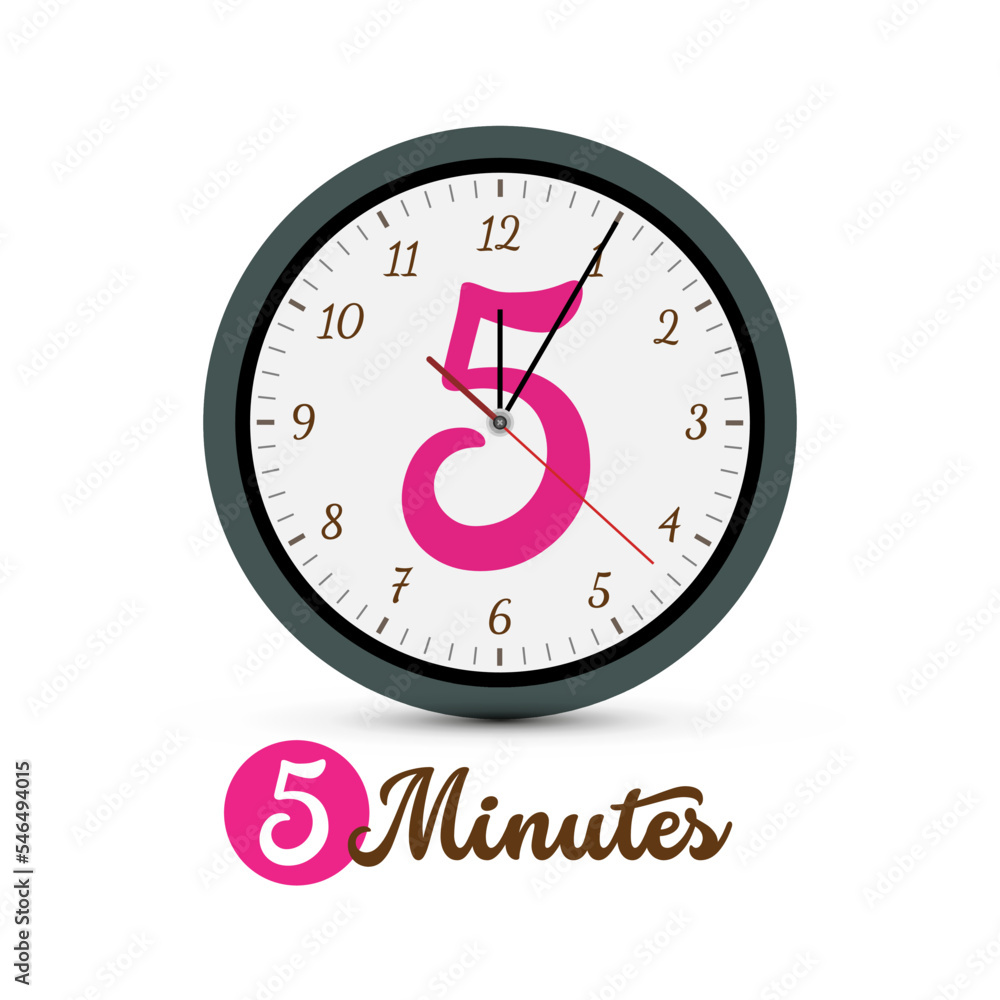 Poster 5 five minutes clock symbol isolated on white background - vector