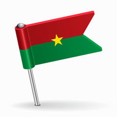 Burkina Faso flag map pointer layout. Vector illustration.