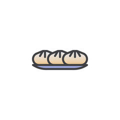 Chinese dumpling filled outline icon