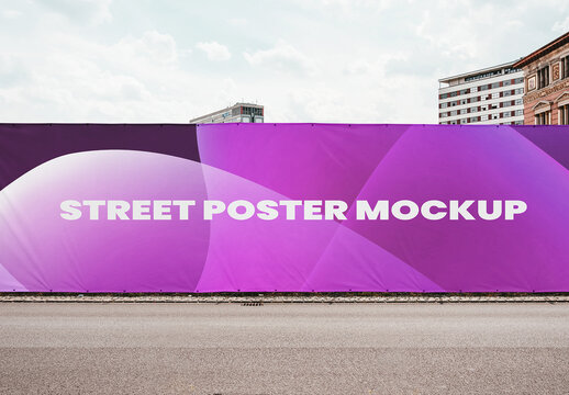 Street Outdoor Hoarding Poster City Mockup