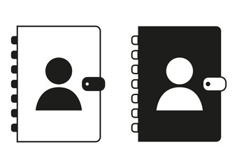 Black And White Phone Book Icon Flat Design Vector