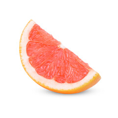 Ripe sliced pink grapefruit citrus fruit isolated on white background