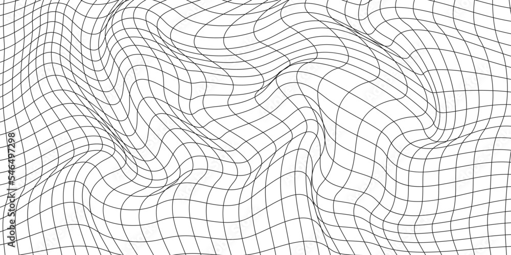 Poster abstract wavy 3d mesh on a white background. geometric dynamic wave. 3d technology wireframe. vector