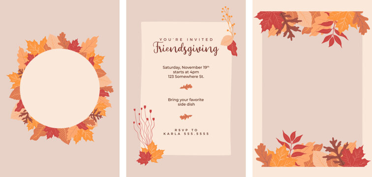 Set of warm autumn invitation concepts