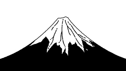 線画の富士山の風景イラスト 年賀状素材