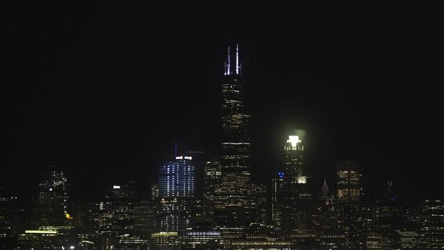 Full Moon in Chicago Night Sky