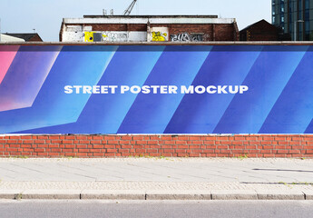 Street Outdoor Hoarding Poster City Mockup Template