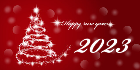 Banner size happy new year 2023 wish with christmass tree and snowflakes	 - 546500004