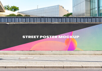 Street Outdoor Hoarding Poster City Mockup Template